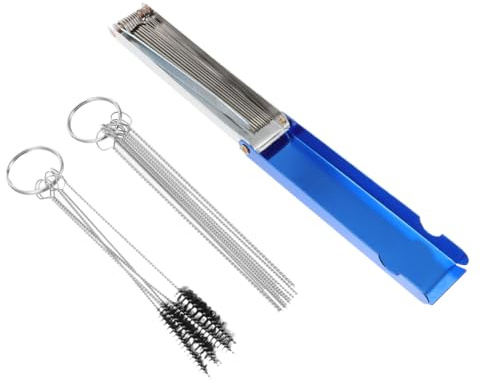 SHINYPASING Kit Pulizia Carburatore Moto Professionale Spazzole e Aghi in Acciaio Inox, Strumento di Pulizia per Corpo Farfallato e Passaggi Stretti, Adatto per Moto, Quad e Attrezzature