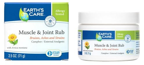 Earth's Care Muscle & Joint Rub - for Sore Muscles, Bruises, Aches and Strains - 2.5 OZ.