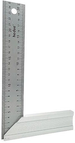 Hedue® Escuadra de carpintero con tope - Escuadra de tope de aluminio, escuadra de carpintero con ángulo de 45/90 grados 250 x 40 x 1 mm