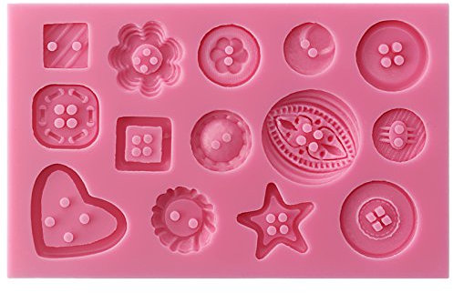 FUNSHOWCASE Food Grade Silicone & Resin Novelty Buttons Mould, Assorted Shapes, Pink, 10.7x7.5x1.4cm