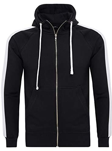 PITTMAN Retro Männer Sweatjacke Zipper Hoodie Sweatshirt Jungen Jacken Oversize Sweater Herren Pullover Kapapuzenjacke, Schwarz/Weiß (1601), XXL