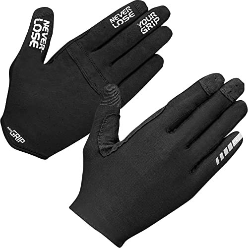 GripGrab Aerolite InsideGrip Langfinger Profi MTB Race Handschuhe Ungepolsterte rutschfeste Sommer Radsporthandschuhe, Schwarz