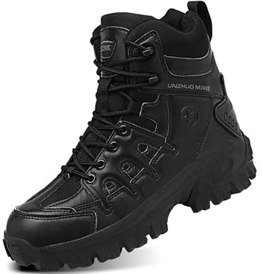IYVW KKK 1201 Uomo Stivali da Combattimento Tattici Militari, Stivali da Pilota, Scarpe da Campeggio da Trekking Nero 41 EU