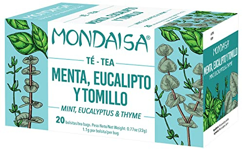 Mondaisa Mint, Eucalyptus & Thyme Tea | 20 Tea Bags (4 Pack) | Refreshing Herbal Tea