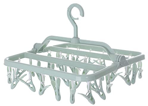 GmeDhc Stendibiancheria con 32 Pinze, Stendino per Calzini Pieghevole, Stendino in Plastica Girevole, Per Bambini Vestiti, Biancheria Intima, Calzini, Asciugamano