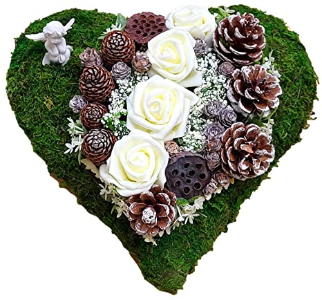 Der kleine Dekoladen Deko & Geschenke by Sabine Faust Lünen Grabschmuck Moosherz Grabgesteck Allerheiligen Trauergesteck künstlich Grabgestecke wetterbeständige Grabdeko Totensonntag Urnengrab