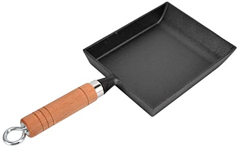 Tissting Tamagoyaki Japanese Omelette Pan,Cast Iron Wood Handle Thickened Frying Pan Non-Stick Coating Rectangle Pancake Pan Frying Pot for Gas Stove and Induction Hob（ /14.4 x 6.1 x 1.2 in）