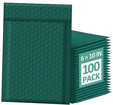 Famagic Bubble Mailers 6x10 Inch 100pc Ultramarine Green Shipping Bags, Chic Packaging Bags For Small Business, Colored Padded Mailing Envelopes, Opaque Matte Self Seal Bubble Poly Mailers Bulk #0
