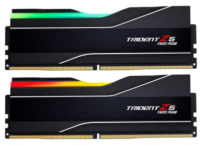 G.SKILL Trident Z5 Neo RGB Serie (AMD Expo) DDR5 RAM 32 GB (2 x 16 GB) 6400MT/s CL32-39-39-102 1,40 V Desktop Computer Arbeitsspeicher UDIMM – Mattschwarz (F5-6400J3239G16GX2-TZ5NR)