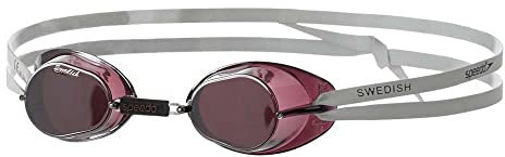 Speedo Unisex Erwachsene Schwedische Schwimmbrille | Klassisches Design Schwimmbrille, Smoke/Silber, Einheitsgröße