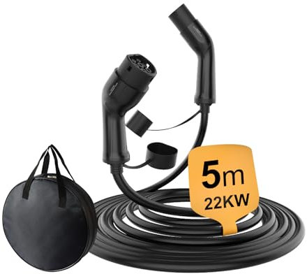 Hanstars Typ 2 Ladekabel 22 kW, 32 A, 480V 5 m Kabel und 3 Phase – EV Ladekabel, TPE 2 Charging Cable für Elektrofahrzeuge, mit tragbarer Tragetasche