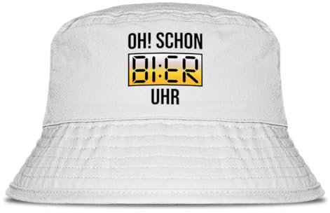 Prozente Momente Oh Schon Bier Uhr Fischerhut | Anglerhut | Sonnenhut | Sommer | Party | Lustige Sprüche | OneSize | Malle | Urlaub | Weiß