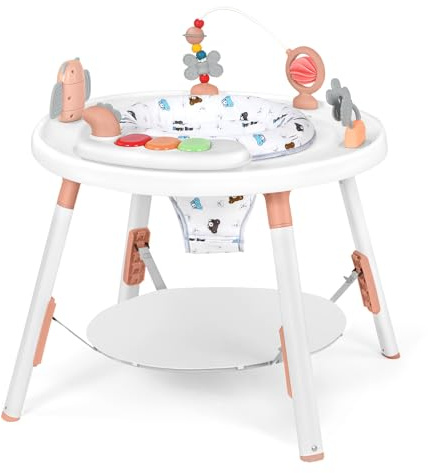 UBRAVOO Baby Activity Center,3-in-1 Baby Bounce Along Toys with Removable Toys and 360° Rotating Seat - Ideal for Infant Development and Entertainment (Pink)