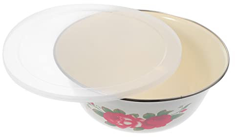 IMIKEYA 1 Insalatiera Antica Pentola Di Zuppa Tè Caffè Barattoli Di Zucchero Ciotola Smaltata Con Coperchio Ciotole Di Zuppa Con Coperchi Ciotola Di Stoccaggio Con Coperchio Ciotole Smaltate Vintage