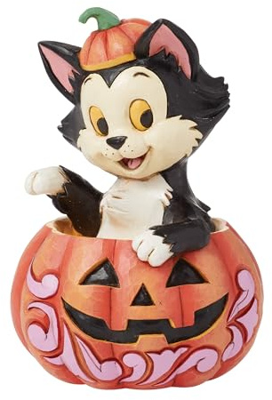 Enesco Disney Traditions by Jim Shore Pinocchio Figaro The Cat in Halloween Jack-O-Lantern Miniature Figurine, 4.13 Inch, Multicolor
