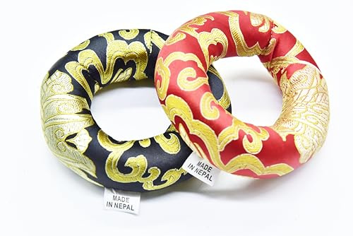 4 inch 2PCS Silk Ring Cushion Red and Black Colors Best for Bowl size 3-6 made in Nepal