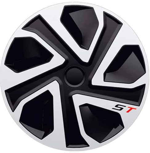 ST Radkappen Radzierblenden 17 Zoll, Schwarz-Silber, 4er Set, Universelle Passform für Stahlfelgen