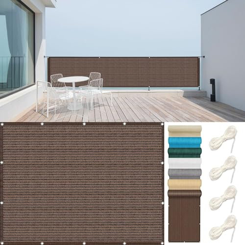 Opaque Balcony 90x800 cm with Eyelets Durable Cladding for Gardens Patios & Balconies Includes Cable Ties & Cord Brown Outdoor Screen