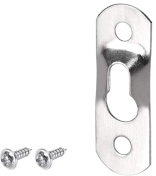 TA-VIGOR 100 st nyckelhål hängande plattor med skruvar, 37 mm x 13 mm zinkpläterade bildramkrokar, kraftiga bildhängare och krokar för hängande fotoramar, väggdekor och speglar