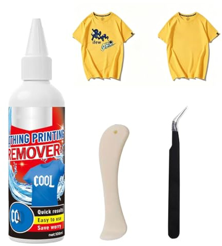DTF Remover para Camisetas,Quita Adhesivos,Eliminador de Estampados de Ropa,Removedor Impresión,Removedor de Flocado Textiles,con Raspador y Pinzas,Perfecto para Eliminar Impresiones de Textiles
