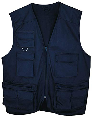MUNDDY - Chaleco Trabajo multibolsillo,Multiusos para Pesca Senderismo, Uniforme Laboral para Industrial Taller Mecánico Técnico Fontanero Albañil... (Azul Marino, L)