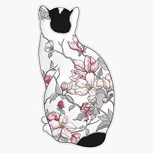 Cat in Apple Blossom Tattoo Vinyl Waterproof Sticker Decal Car Laptop Wall Window Bumper Sticker 5