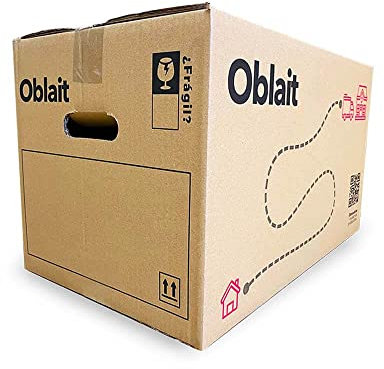 Oblait Box Pack 10 Cajas de Cartón 50 x 30 x 30 cm con Asas para Mudanza y Almacenaje. Fabricadas en España con cartón doble reforzado. Marron