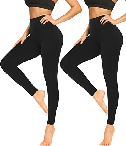 FULLSOFT Buttery Soft Black Leggings for Women - High Waisted Tummy Control No See Through Workout Clothes for Women Yoga Cycling Spandex Tights Pants Fitness Clothing(Black 2 Pack,Small-Medium)