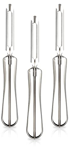 Linden Sweden Original Jonas Vegetable Peelers for Kitchen - Made In Sweden - Carrot Peeler with Ergonomic Handle for Safety and Control - Dishwasher Safe Potato Peelers - 3-Pack - Stainless Steel