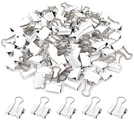 Mini clips de carpeta, clip de papel, abrazaderas de papel pequeñas de 15 mm, paquete de 100 clips de oficina de tamaño micro para hogar, escuela y negocios (blanco)