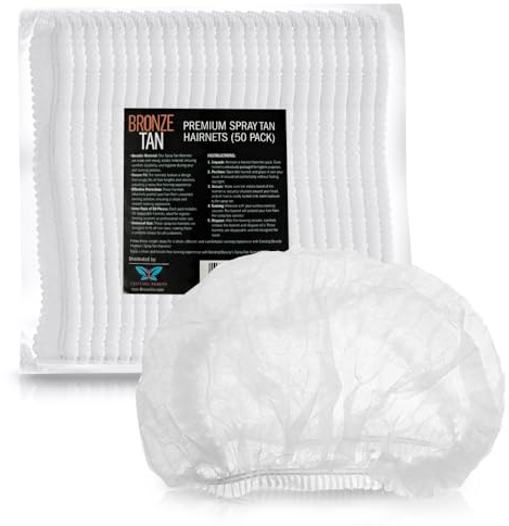 Bronze Tan Hair Nets for Spray Tanning or Food Service - Spray Tanning Supplies - Essential for Sunless Tanning -Perfect for Salons and Home Use - Protects Hair from Spray Tan Solution - 50 Pack