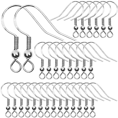30 pezzi Ganci per Orecchini Argento Sterling 925, Ganci per Orecchini Fai da Te,Accessori per orecchini,per Orecchie Ganci Accessori Fai da te