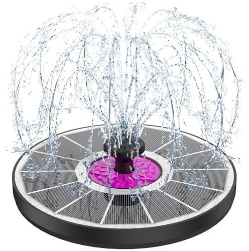 SZMP Solar Springbrunnen 3.5W, 2025 Glas Solar Teichpumpe mit 7 DIY Düsen & 4 Fixe Rohre Solar Wasserpumpe Solar Schwimmender Fontäne Pumpe für Garten, Teich, Vogel-Bad (Rosa-Weiß)