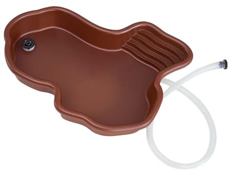 Colcolo Reptilien-Badebecken, Terrarienschale mit geneigter Futterplatte, Reptilien-Wasserschale, Reptilienschale für Skorpion-Gecko-Schlangenschildkröte, mit Schlauch