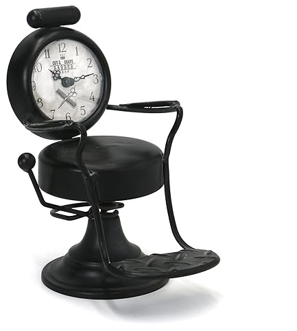 AOROTOE Orologio da tavolo da barbiere, idea regalo per uomini, decorazione per barbiere, sedia da barbiere, parrucchiere, idee regalo, orologio da tavolo, 17 cm di larghezza x 21,8 cm di altezza,