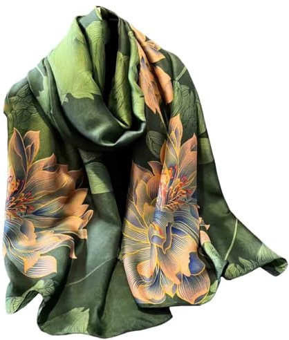 Acotavie Scarfs for Women Dressy Fashion Scarves Long Floral Pattern Scarf Lightweight Sunscreen Shawls (C001 Green)