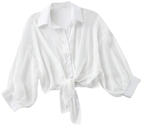 Women Y2K Summer Shirts Tie Front Blouse Turn-Down Button Short Sleeve Casual Tops Fashion Striped Print Shirt Collar Ladeis Tunic T Shirts Women Beach Cover-ups Tops