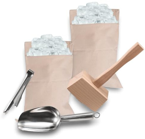 Pack de glace professionnel Lewis de 33,2 cm et maillet, broyeur à glace manuel, broyeur à glace domestique, ensemble de barman et outils de bar accessoires de cuisine.