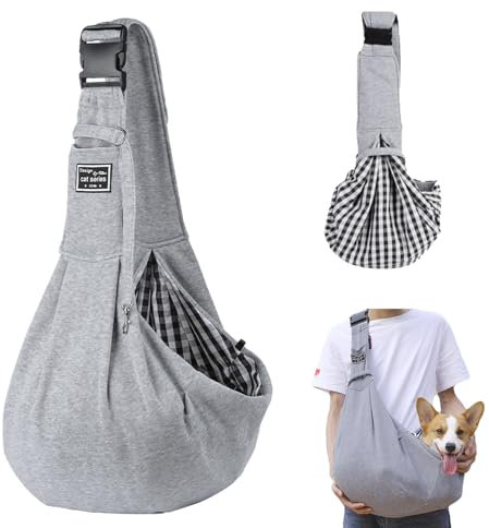 Hundetragetasche, Hundetragetuch bis 10kg, Tragbare Tragetasche Hund, Hundetasche für Spaziergang Aktivitäten im Freien und Ausflüge (Grau)