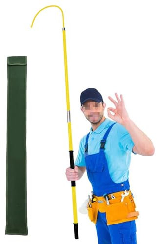 Fiberglass High Voltage Insulated Rescue Hook for Electrician, Electrocution Emergency Life-Saving Tool with Telescopic Pole for Cable Maintenance Power Tower(Yellow,2m/6.6ft)