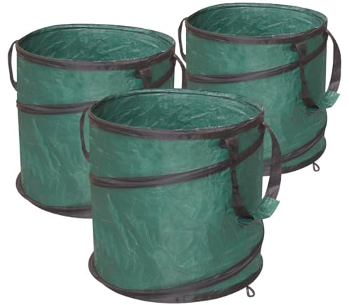 STI Kit 3 x 85 Lt pezzi sacco POPUP Automatico Giardinaggio Rifiuti Giardino Professionale Antistrappo Con Manici Ripiegabile Polietilene 100gr/mq