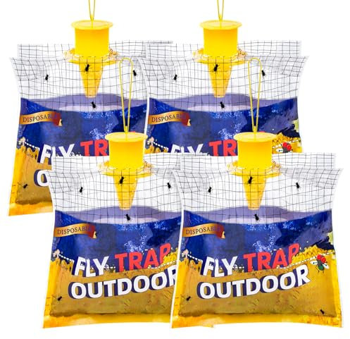 4 Pièces Attrape Mouche Suspendre, Piege a Mouche, Tue Mouche Interieur Exterieur, Fly Trap pour Attraper Les Mouches