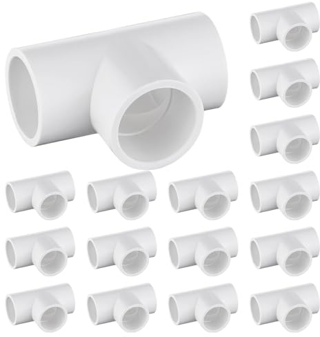 16-Packs 1 inch Tee PVC Fitting 3 Way Furniture Grade Pipe Elbow Connector for DIY PVC Shelf Greenhouse Pipe Fittings