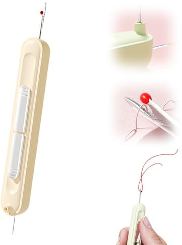 GMTEO 2-in-1 Nadeleinfädler Nahttrenner Werkzeug, Auftrenner für Nähte, Einfädelhilfe für Nähnadeln, Multifunktionales Nähwerkzeug Nahttrenner zum Handnähen Basteln DIY Zubehör ﻿ (Beige - 1 Stück)