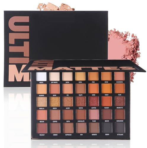 Katiluxiya 35 Colors Professional Neutral Smokey Eyeshadow Makeup Palette, Matte Shimmer Metallic Black Grey Dark Eye Shadows, Highly Pigmented Long Lasting Waterproof Eye Shadow (Model A)