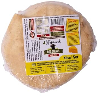 Ring-Kauknochen für Hunde – Natürlicher, zahnfreundlicher Kausnack in Ringform – Langanhaltender Kauspaß – Ohne Zusatzstoffe – Für kleine bis große Hunde (Kleiner Ring/8,9cm, Käse)