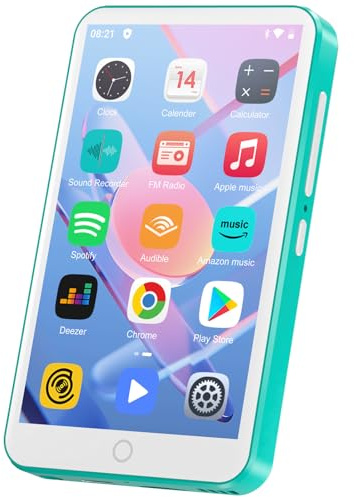 Reproductor de MP3 con Bluetooth y WiFi, Oilsky 80GB 4'' Android 9.0 Mp3, 1080P Pantalla táctil MP4, Reproductor de Música Portátil con Spotify, Audible, Deezer (Cian)
