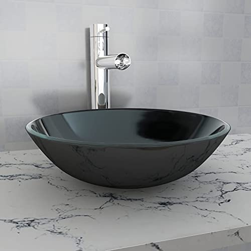 Generico Lavandino in Vetro Temperato 42 cm Nero,Articoli di ferramenta,Prodotti Idraulici,Articoli Idraulici,Lavandini,Lavandini bagno-142231
