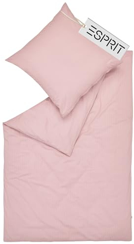 Esprit Flanell Winterbettwäsche 135x200 Baumwolle rosa - Luxus Bettwäsche-Set 2teilig Öko - kuschelig warm & flauschig - 135 x 200 - Bettwäschebezug & Kopfkissenbezug 80x80cm - Weihnachten