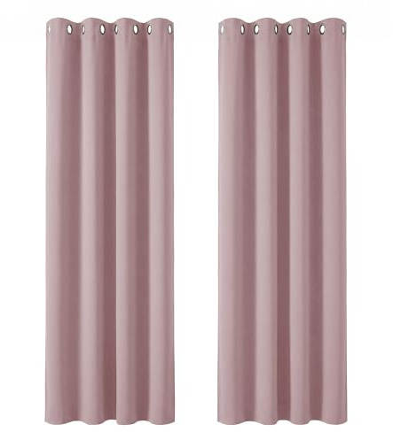 Deconovo Window Treatment Blackout Curtains Eyelet Thermal Insulated Curtains for Bedroom 46 x 72 Inch Pink Lavender 2 Panels